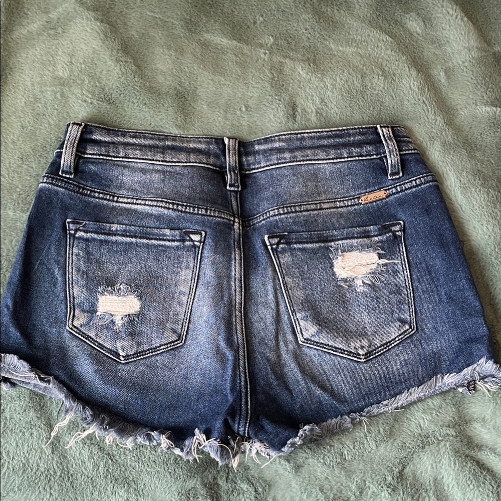 KanCan Dark Blue Distressed Jean Shorts - Picture 2 of 3